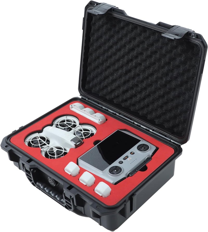 Drogear Store حقيبة سفر صلبة لجهاز DJI Neo Fly More Combo | تستوعب حتى 10 بطاريات، تناسب الطائرة، جهاز التحكم عن بعد DJI RC 2 / RC-N2، محطة الشحن والإكسسوارات | مقاومة للماء IP67، مقاومة للصدمات، مقاومة للغبار - Image 1
